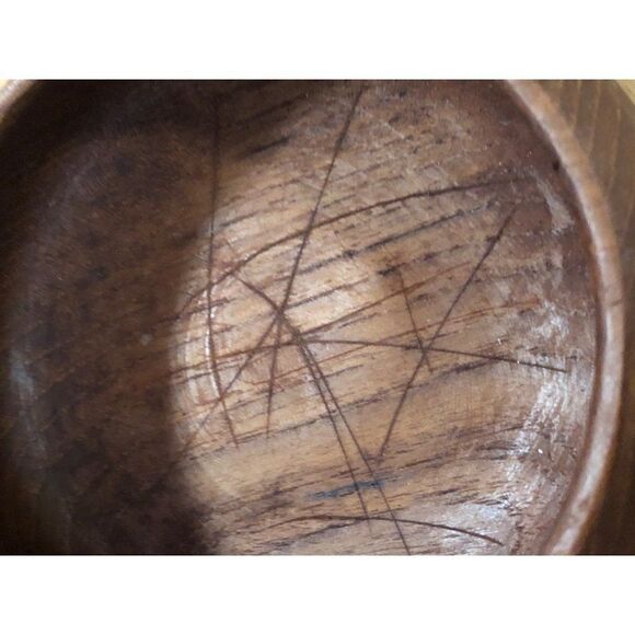 Vintage Teak Wood Salad Bowl and Wood Plates Set of 5 - Picture 4 of 5